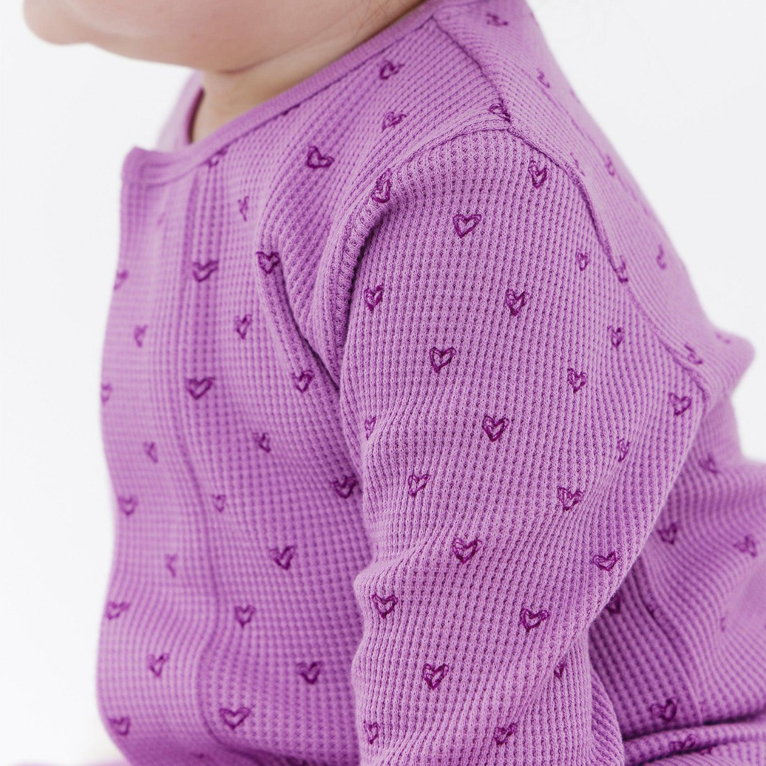 Pink Ribbon Print Waffle Footie