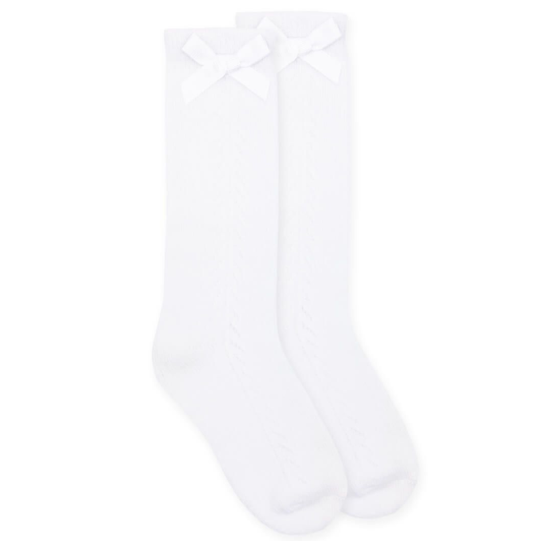 Pointelle Bow Knee High Socks (1pair)
