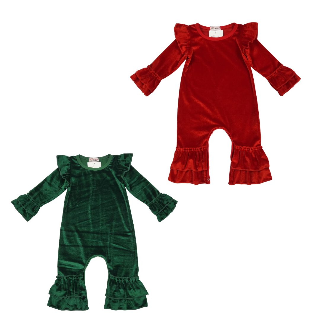 Velvet Ruffled Rompers