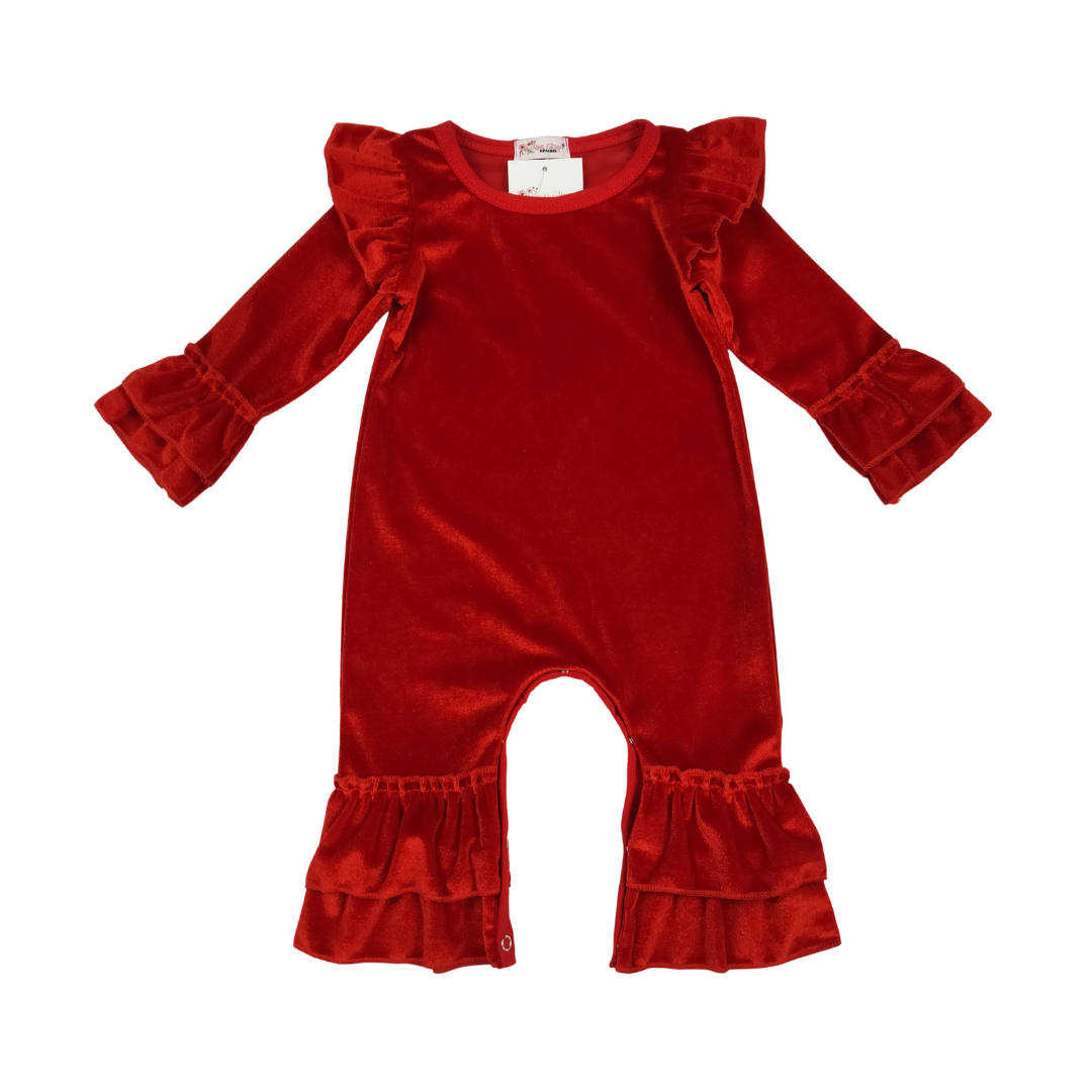 Velvet Ruffled Rompers