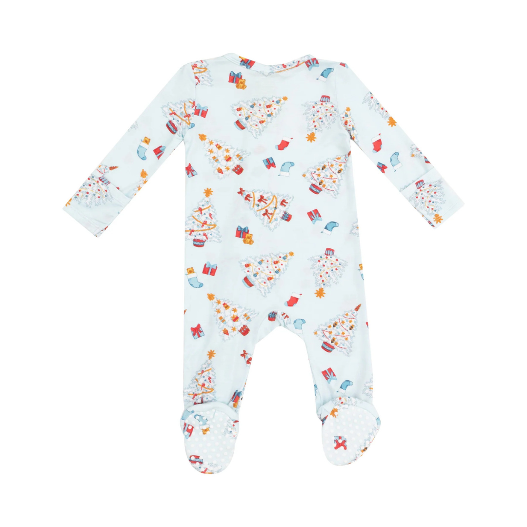 Blue Vintage Christmas Tree Footie
