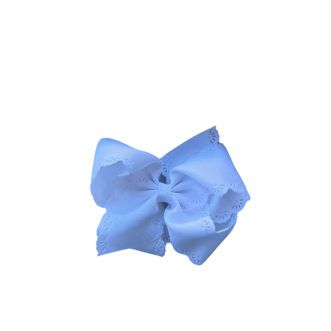 Grosgrain Bow with Eyelet Flower Embossed Edges