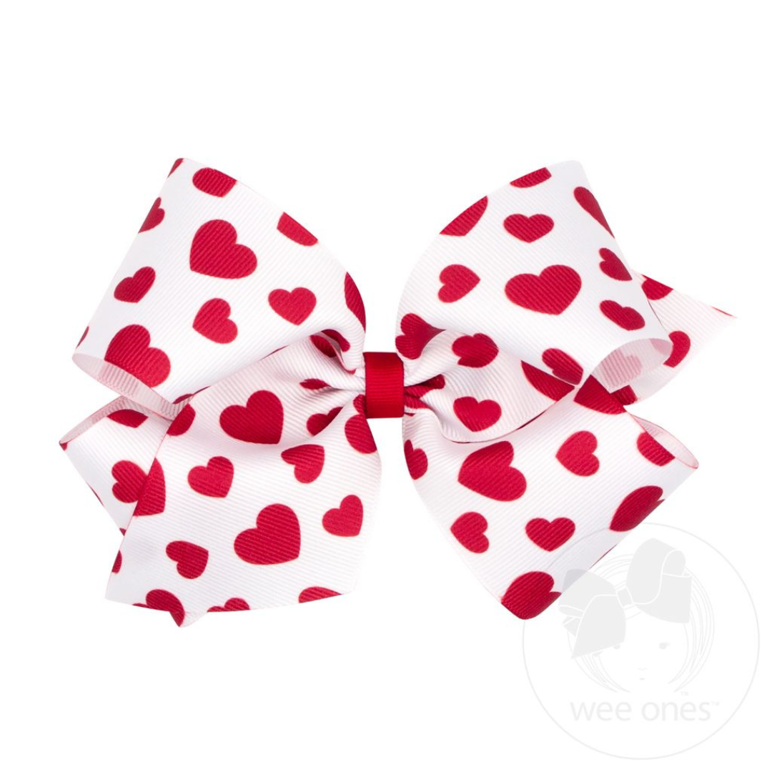 Valentine Heart Print Grosgrain Wee Ones Bows