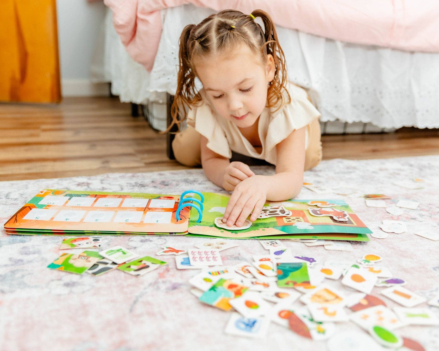 Farm Busy Book for Toddlers - Preassembled with Zipper Pouch - Velcro Matching Activity Book