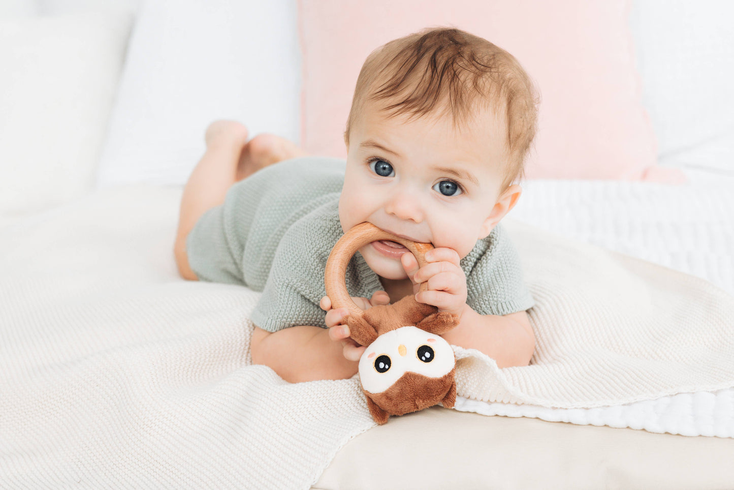 Owl Plush Rattle & Wooden Teether