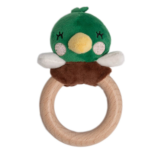 Mallard Plush Rattle & Wooden Teether