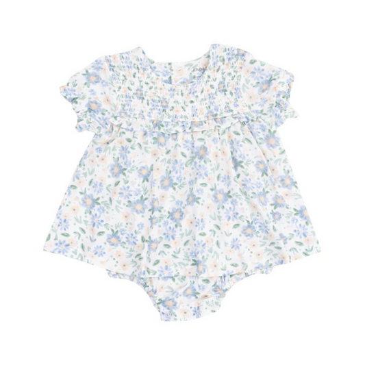 Baby Veronical Floral Smocked Bubble w/ Skirt