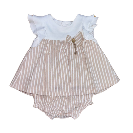 Beige Striped Dress