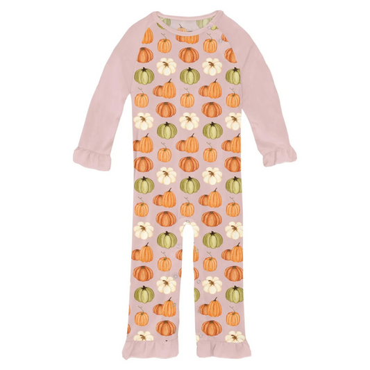 Baby Rose Pumpkins Ruffle Raglan Romper