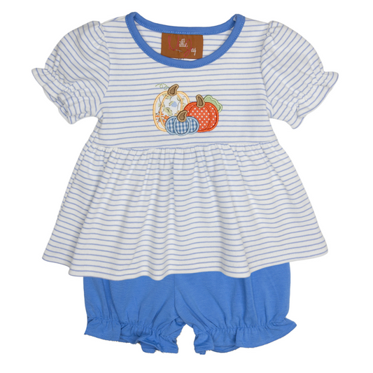 Blue Pumpkin Applique Bloomer Set