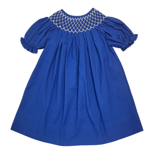 Catherine Royal Blue Smocked Pearl Dress