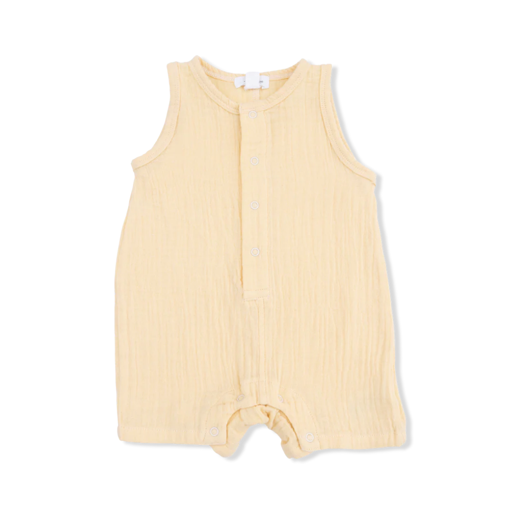 Italian Straw Sleeveless Shortie Romper