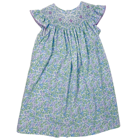 Lilac Floral Smocked Geo Dress