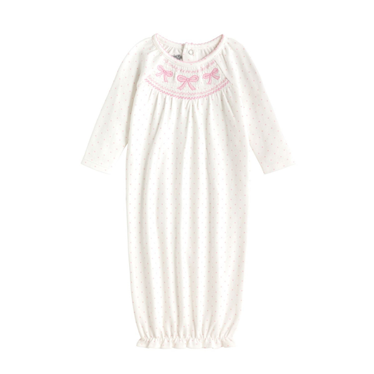 Bow Smocked Layette Gown