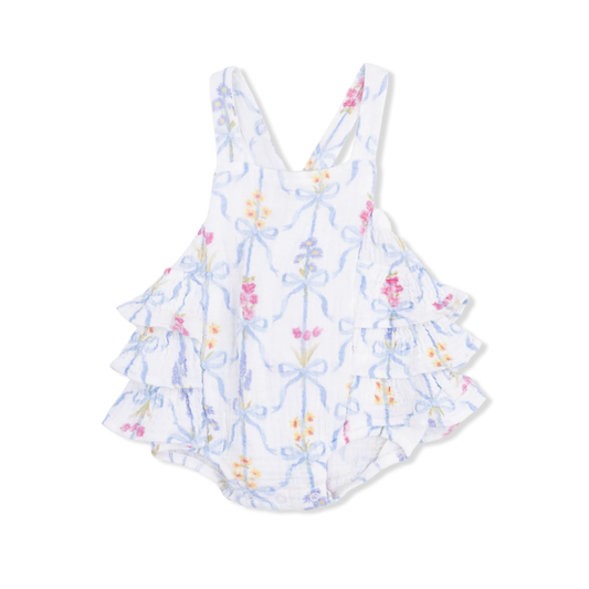 Ribbon Bouquets Ruffle Sunsuit