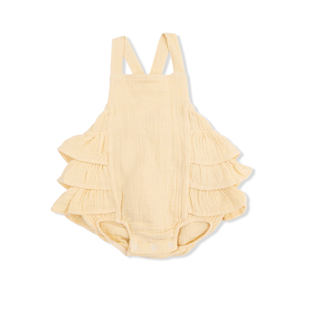 Italian Straw Muslin Ruffle Sunsuit