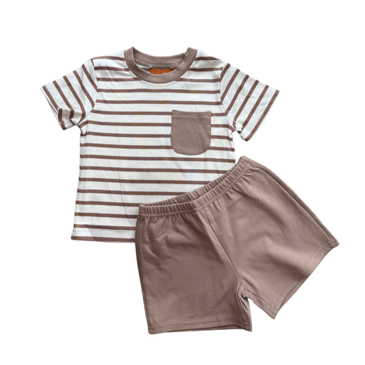 Mocha Striped Short Set
