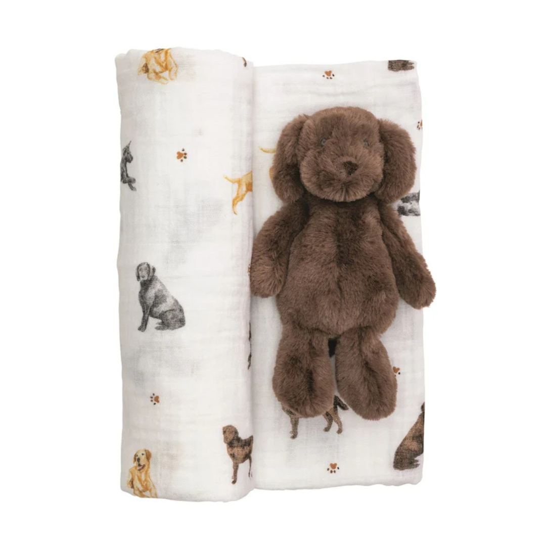 Lab Swaddle & Rattle Set