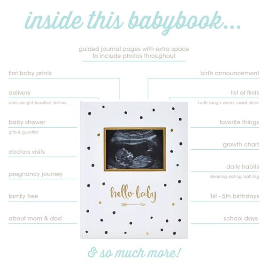 Black & Gold Hello Baby Book