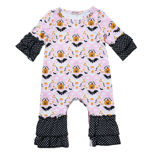 Bats & Bows Ruffled Romper