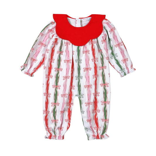 Christmas in Bows Scallop Romper