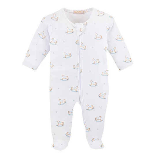 Tiny Blue Rocking Horse Footie
