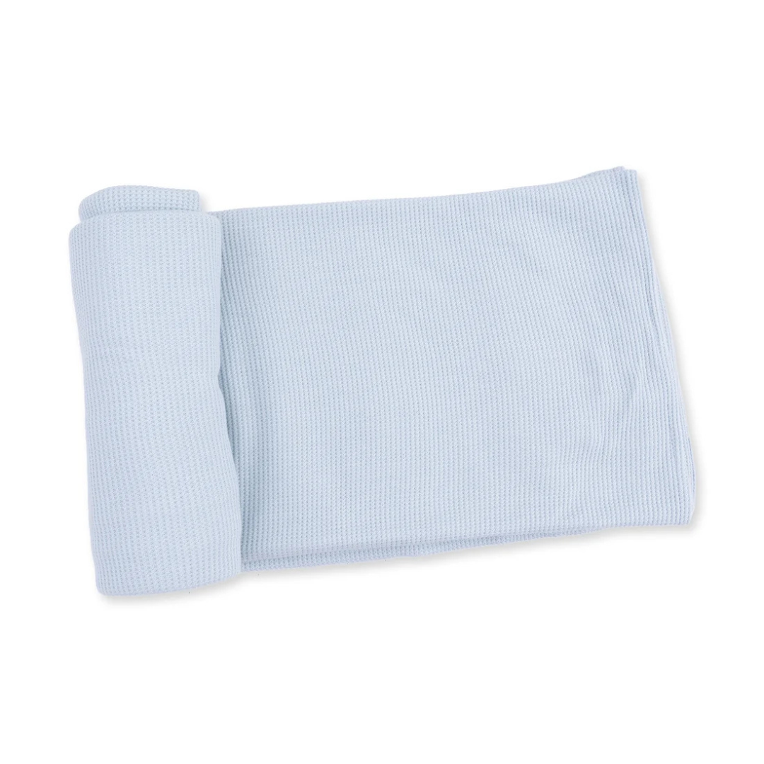 Solid Baby Blue Waffle Knit Swaddle