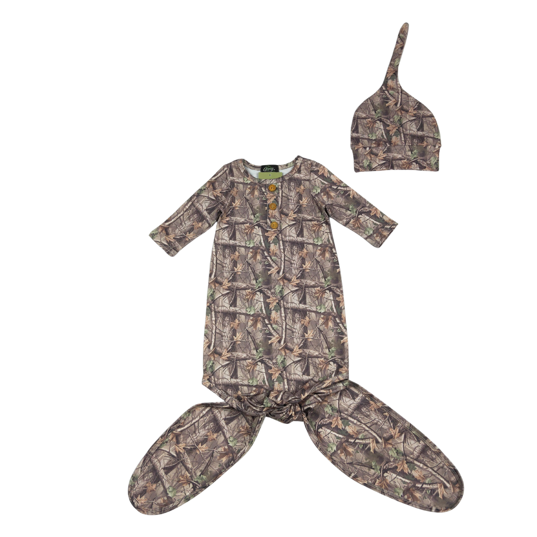 Woody Camo Baby Knotted Gown