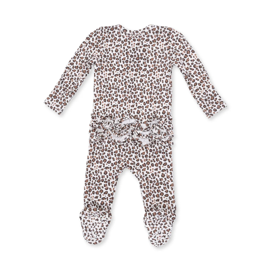 Leopard Ribbed Ruffle Footie