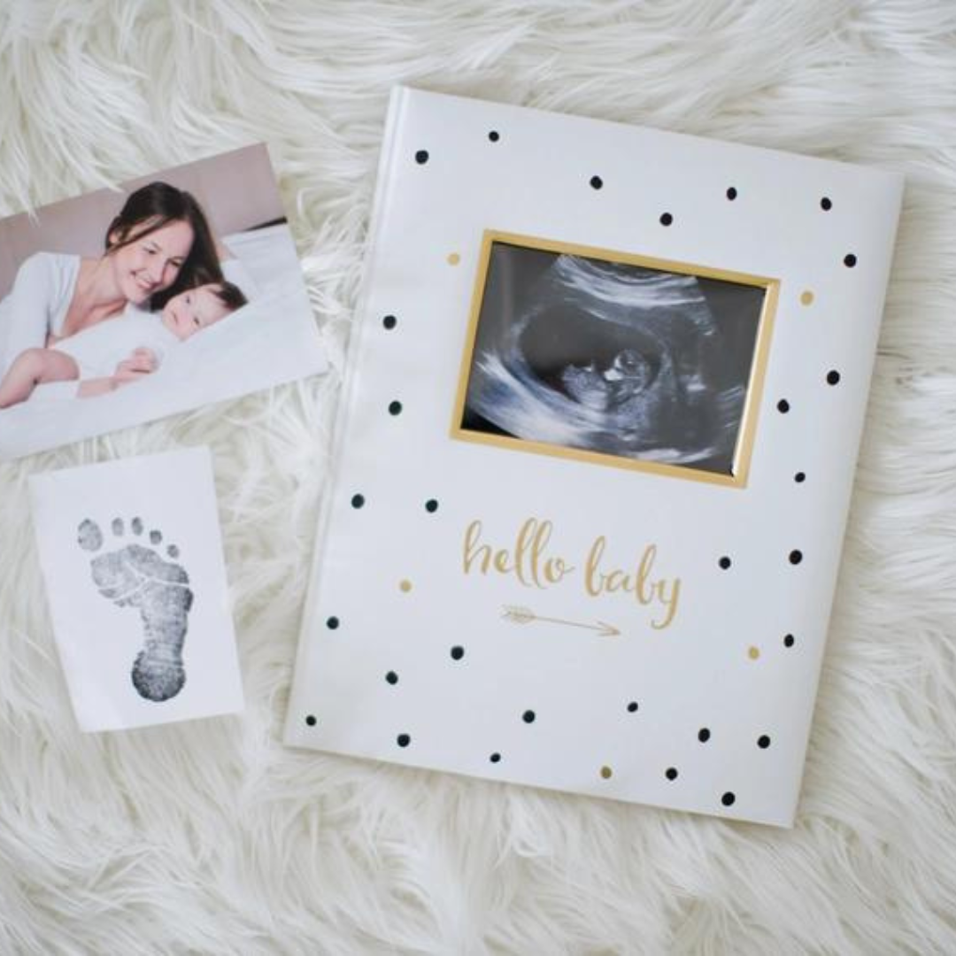 Black & Gold Hello Baby Book