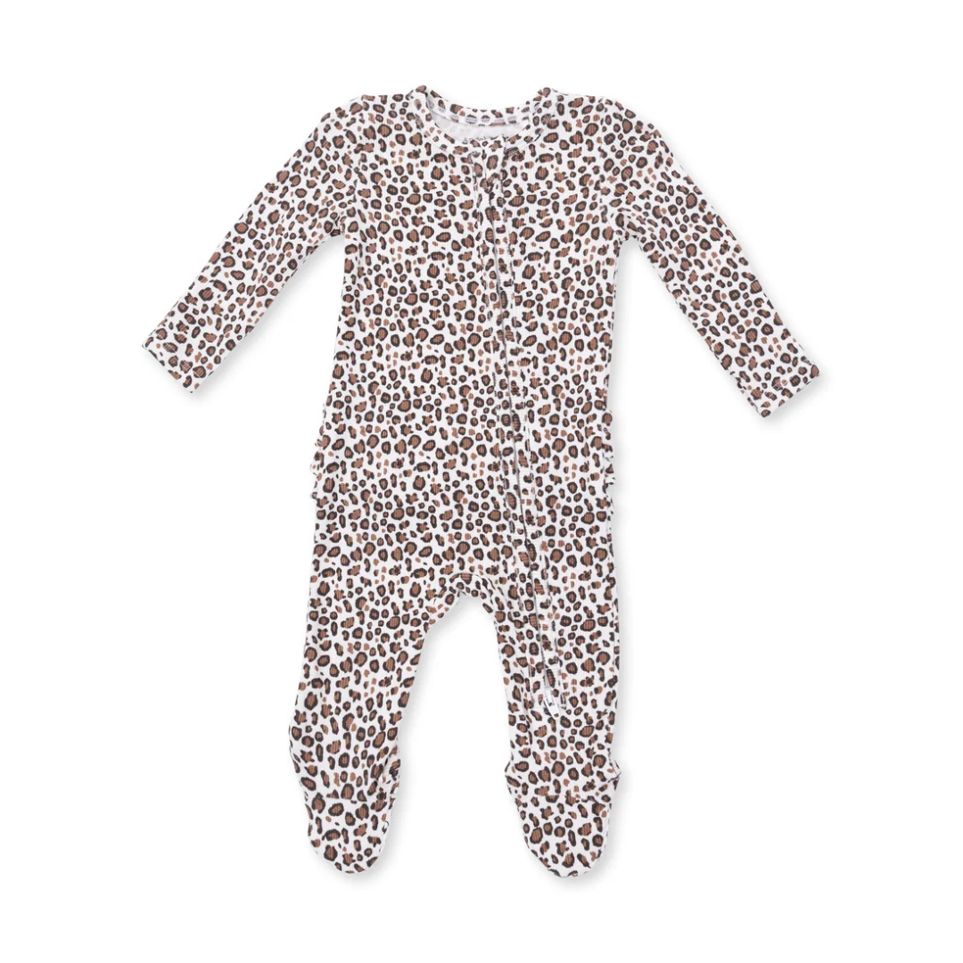 Leopard Ribbed Ruffle Footie