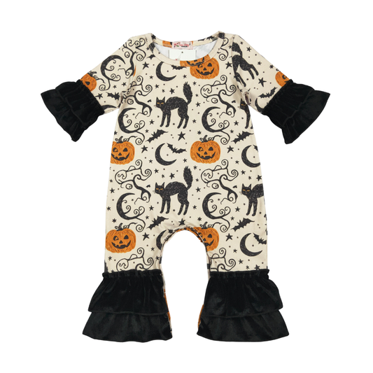 Hallows Eve Velvet Ruffled Romper