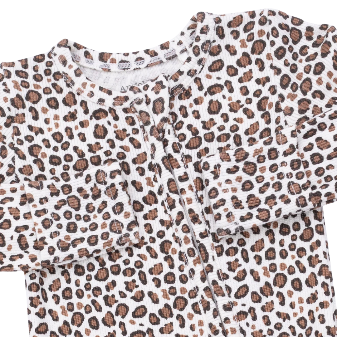 Leopard Ribbed Ruffle Footie