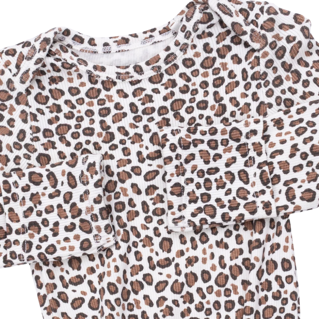 Leopard Ribbed Knotted Gown & Headband