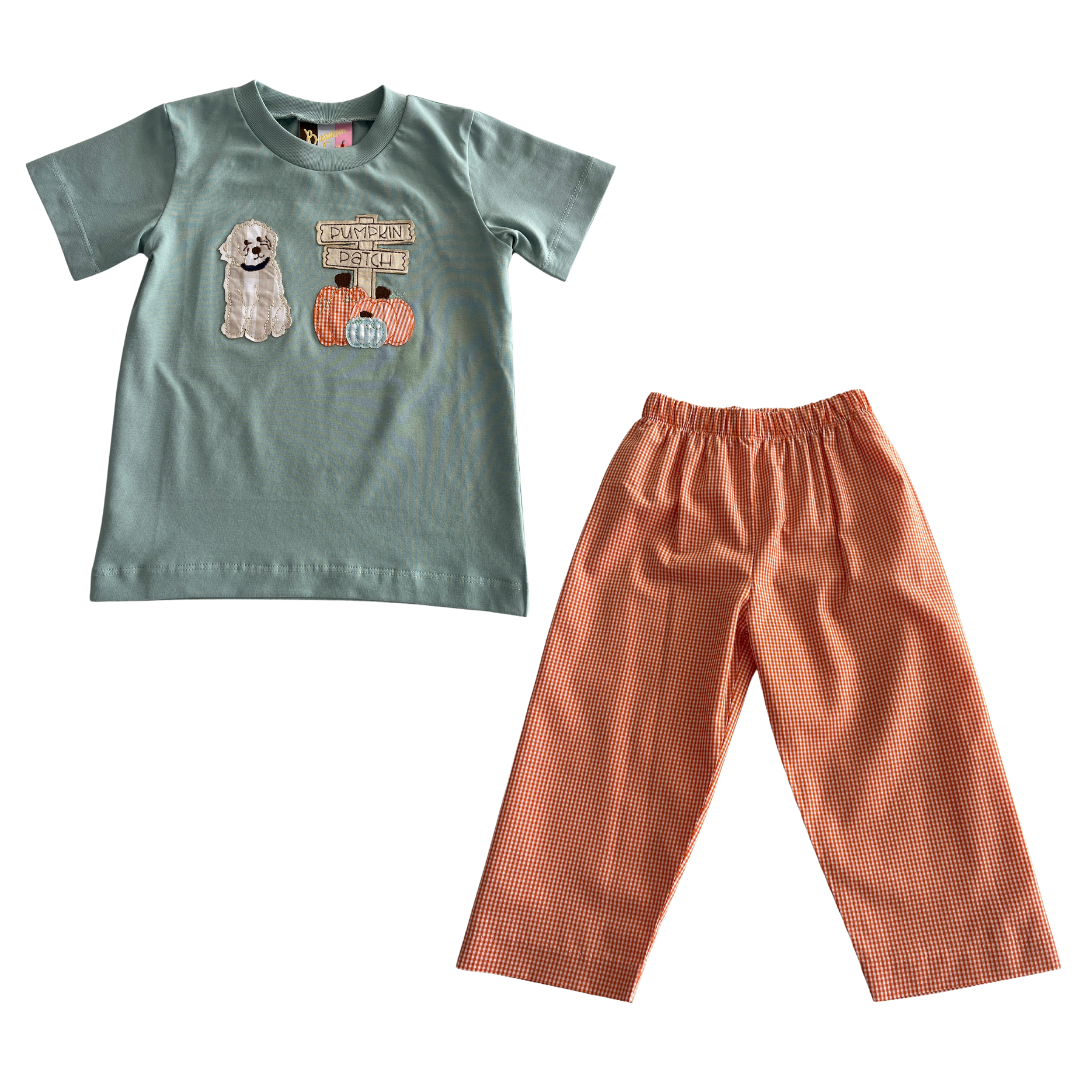 Pumpkin Patch Applique Boys Pant Set