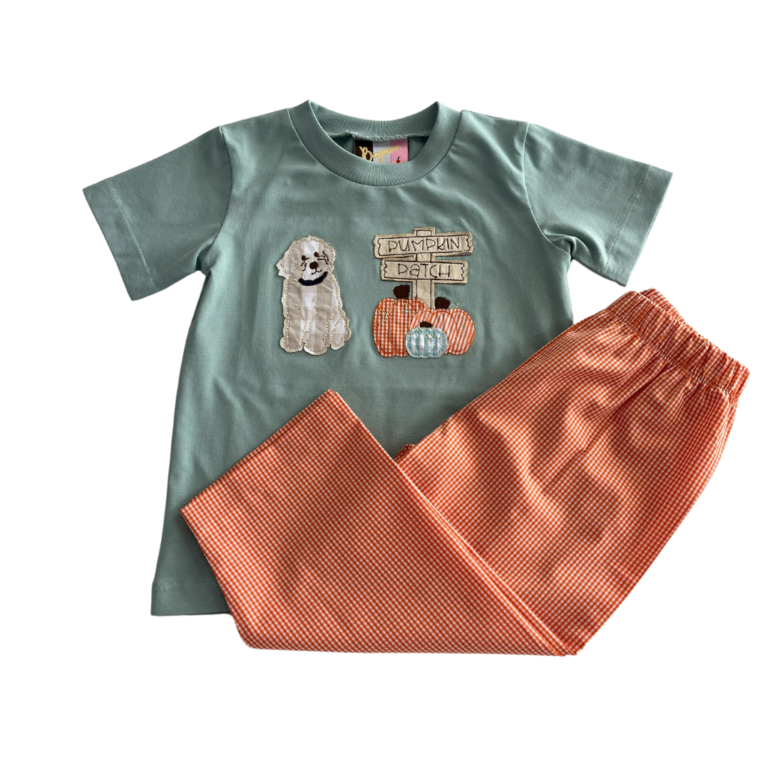 Pumpkin Patch Applique Boys Pant Set