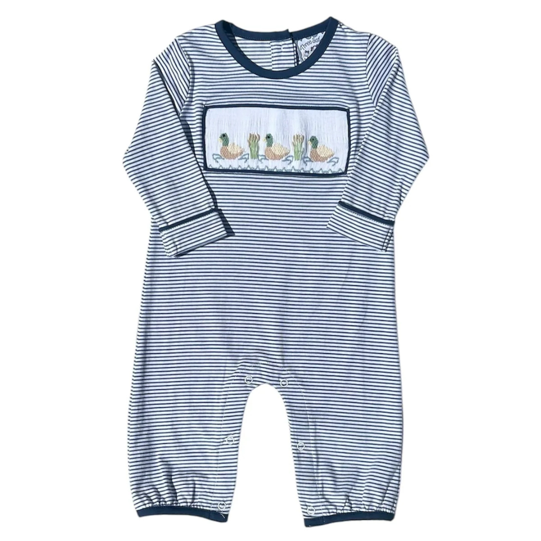 Mallard Duck Smocked Boys Romper