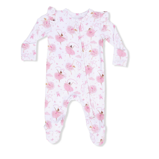 Ribbon Ballerinas Ruffle Sleeve Footie