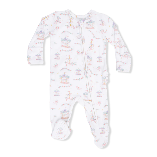 Carousel with Bows Ruffle Footie