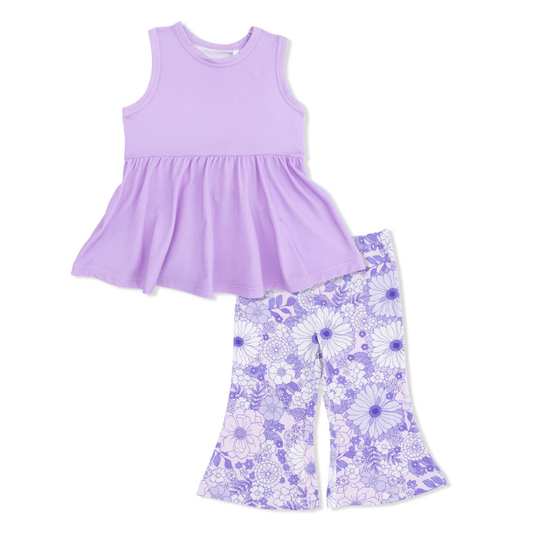 Lacy Lavender Peplum Tank Top with Baby Bells