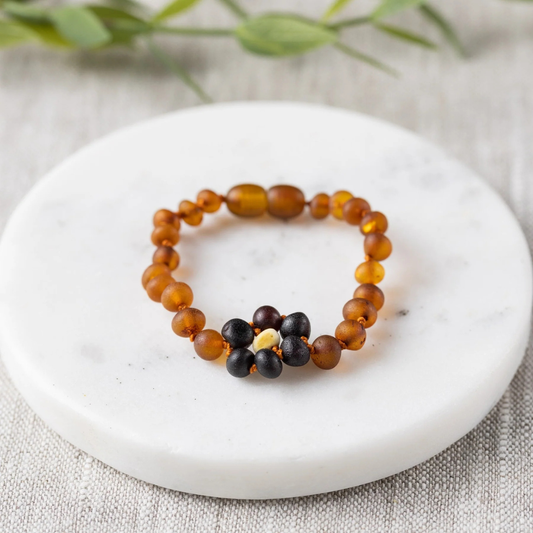 Raw Cognac Flower Baltic Amber Bracelet
