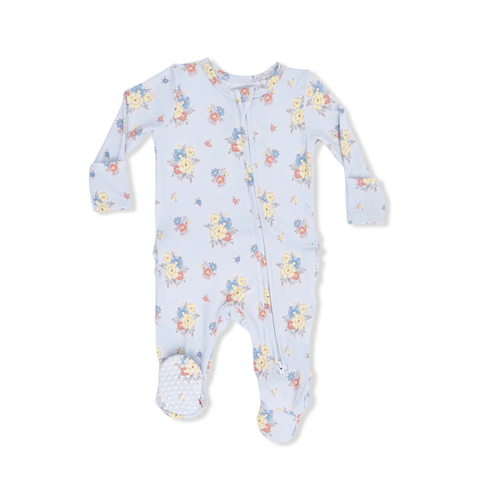 Country Stitch Floral Ruffle Footie