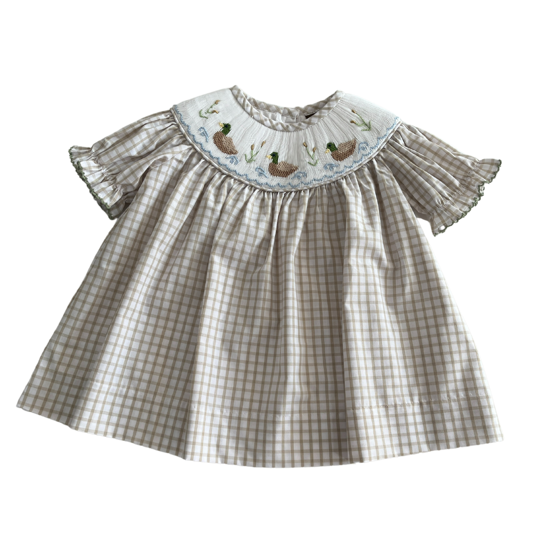 Mallard Duck Smocked Bishop Dress