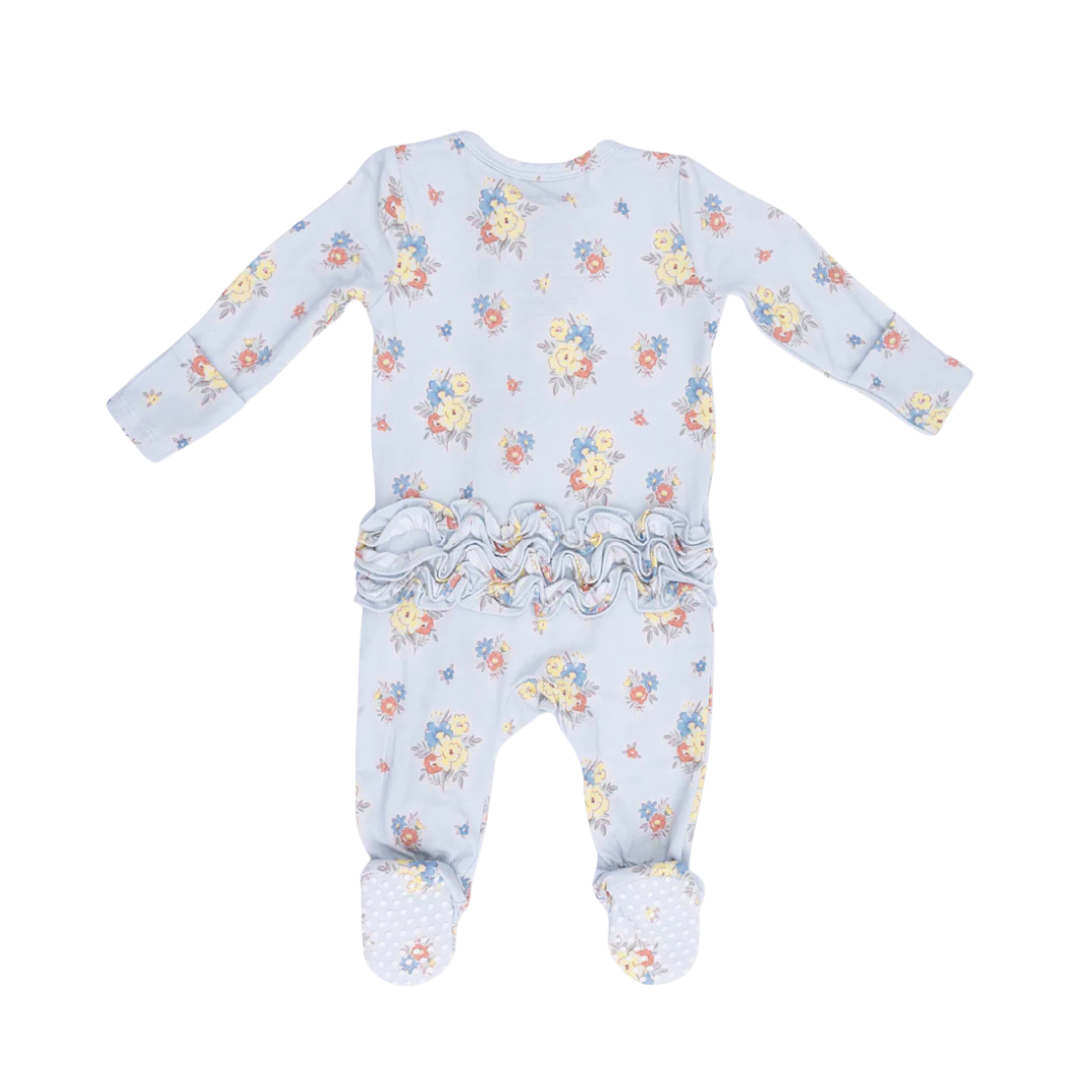 Country Stitch Floral Ruffle Footie