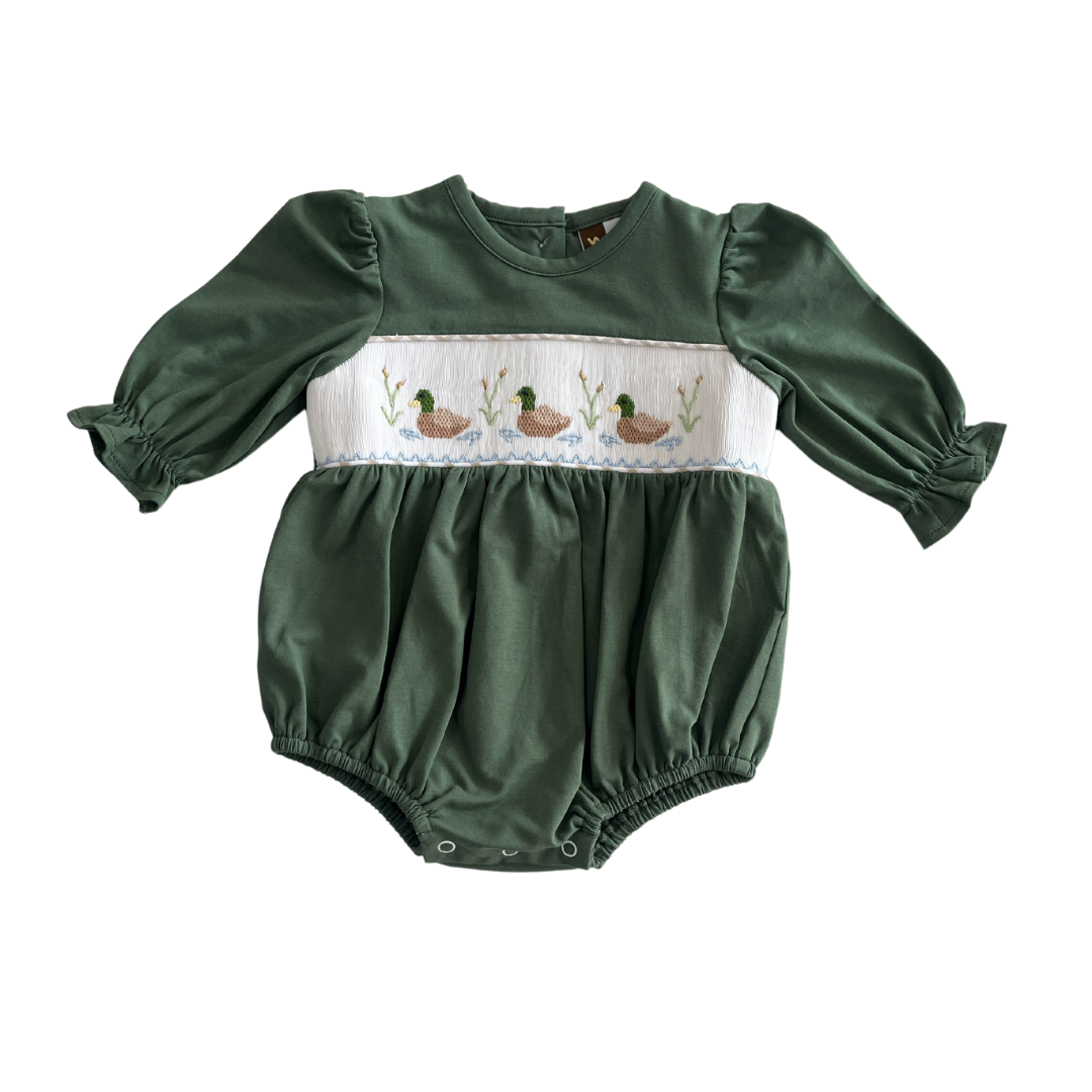 Mallard Duck Smocked Girls Bubble