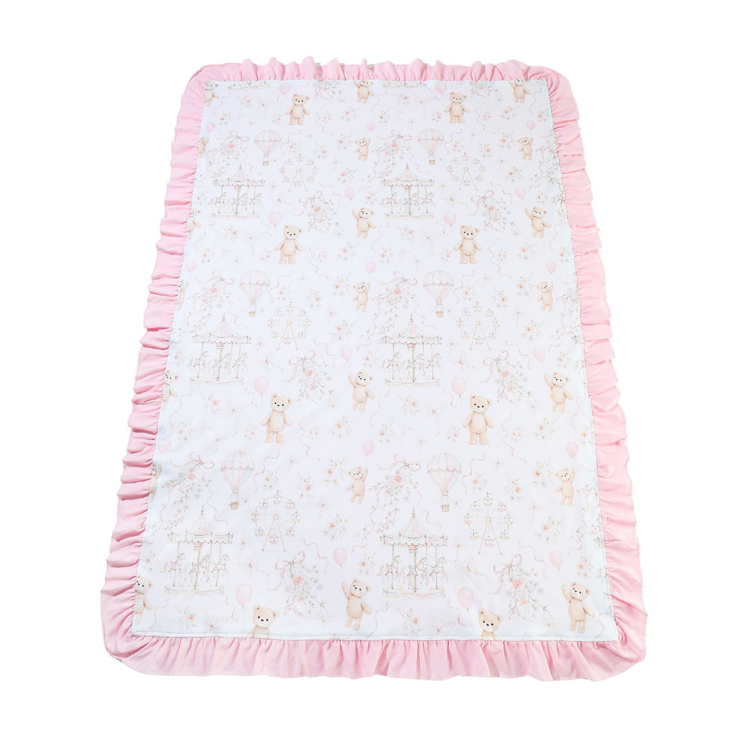 Bear Carnival Ruffle Blanket