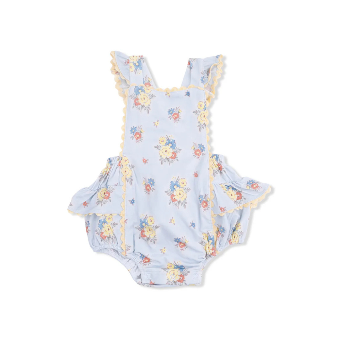 Country Stitch Floral Ric Rac Ruffle Sunsuit