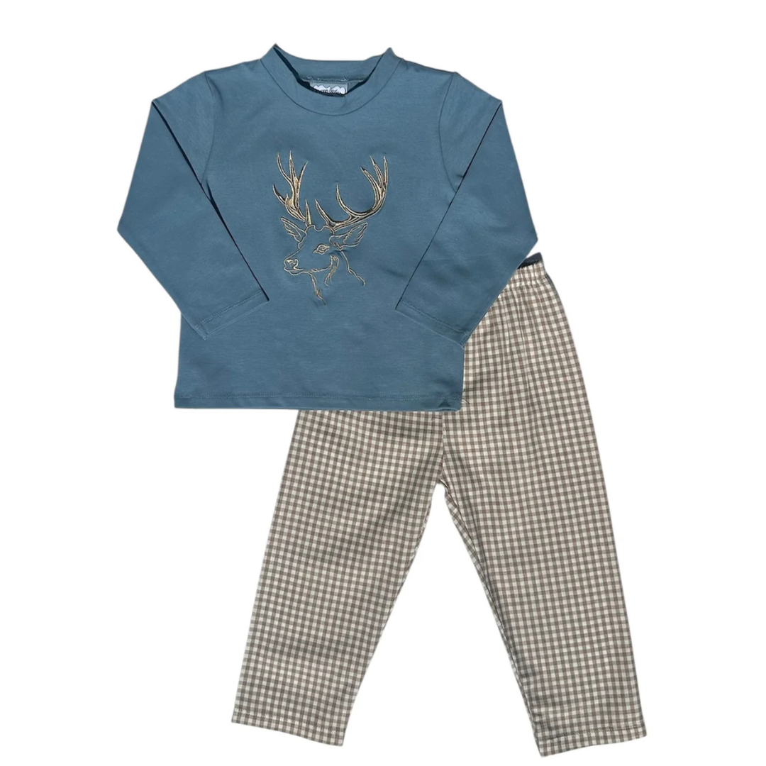 Deer Embroidery Pant Set