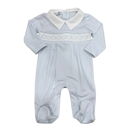 Tim Blue Hand Smocked Footie