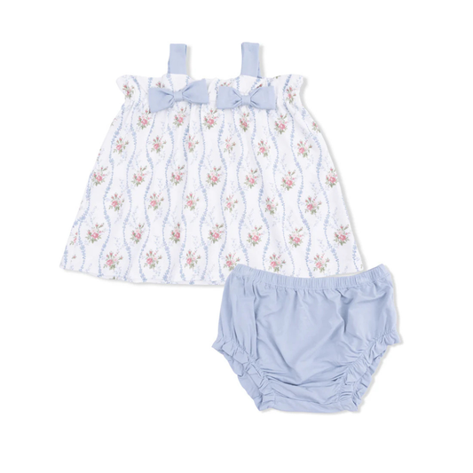 Heirloom Rose Stripe Top with Bows and Ruffle Leg Bloomer